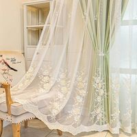 Rideaux double couche brodés de fleurs en 3D de style européen élégant avec cantonnière pour salon et chambre à coucher (vert 52x90 pouces)