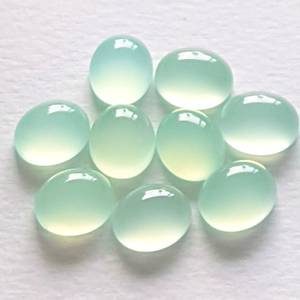Lot de 5 cabochons ovales en calcédoine préhnite naturelle 4x6mm, pierres précieuses certifiées par un tiers pour la fabrication de bijoux - Product Image 3