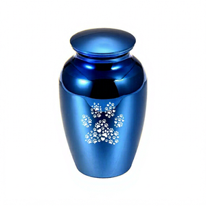 Blue Aluminium Pet <b>Urn</b> – Personalized Cremation Keepsake for Dogs, <b>Cats</b>, and Small Animals - Product Image 1