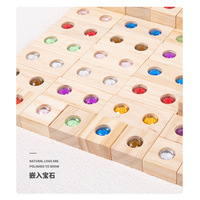 50 Bloques de Madera con Gemas Acrílicas, Juguete de Construcción de Castillos para el Aprendizaje Temprano de los Niños, Juego Educativo Interactivo para Padres e Hijos