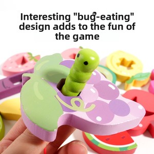 Juego de Enhebrar Cuentas de <span class=keywords><strong>Madera</strong></span> Educativo Montessori para Preescolares: Gusanos Comen Frutas, Combinación de Colores y Formas, para Niños de 5 a 7 Años - Product Image 4