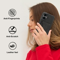 17 PROMAX ve S25 Edge için Düşmeye Karşı Koruyucu Kartlıklı Suni Deri 360 Tam Koruma Kılıfı