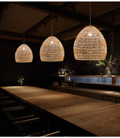Abat-jour en bambou tissé à la main en rotin pour bar d'hôtel Lustre élégant design d'usine du Vietnam pour salon