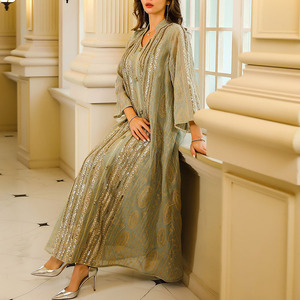 Robe patchwork imprimée brodée pour femmes robe musulmane à manches longues robe ample pour femmes robe marocaine usine de vêtements pour femmes - Product Image 2