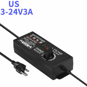 Desktop Power Adapter 72W US <b>Plug</b>, 3-24V 3A Adjustable Voltage with Digital Display Power Adapter for Speed Control LED Dimming - Product Image 1