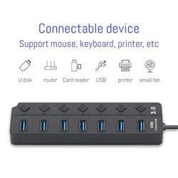 Hub <span class=keywords><strong>USB</strong></span> 3.0 7 Cổng, Bộ Chuyển Đổi HUB <span class=keywords><strong>USB</strong></span> Chức Năng Truyền Nhiều Cổng Với Bộ Chuyển Đổi Mở Rộng Công Tắc Độc Lập Cho Máy Vi Tính Máy Tính Xách Tay - Product Image 3