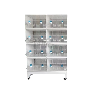 Cage à oiseaux portable d'intérieur et d'extérieur, grande et spacieuse, en métal, carrée, empilable, avec support roulant, pour perroquets et canaris - Product Image 5