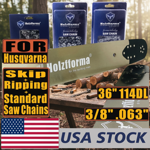 Catena HolzfformaPro 36 pollici 3/8 .063 114DL con barra solida, scalpello pieno standard, semi-scalpello, catena per taglio longitudinale, scalpello pieno SK per motosega - Product Image 3