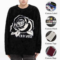 Benutzer definierte Strickwaren Chunky Knit Pullover Männer Rose Coat Faux Nerz Übergroße Fuzzy Mohair Pullover