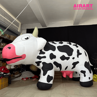Modèle de vache gonflable personnalisé de 2,5 m, décoration géante d'animal de ferme de dessin animé pour événements en plein air