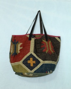 Bolso Tote Indio Geométrico Hecho a Mano, Precio al por Mayor, para Mujer, de Algodón Grueso, con Correa de Cuero, Estilo Vintage, Bolso de Hombro Tipo Clutch - Product Image 1