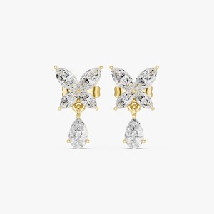 <b>Top</b> Quality Diamond Flower Drop <b>Earrings</b> for Women with Lightweight Comfort for Bridal and Evening Occasions Available For Sale - Product Image 1