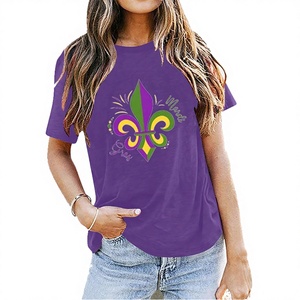 Camiseta de Cuello Redondo Loveda, Personalizada, Transpirable, Tejida, 100% Algodón, para Mujer, Estilo Casual de Primavera, para Mardi Gras - Product Image 2