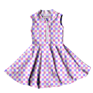 Robe de tennis pour enfants Ruidian Custom Quick Dry avec short intégré, sans manches, fermeture éclair, coupe ajustée, 82% polyester, 18% élasthanne, sport, yoga pour filles - Product Image 5