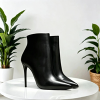 Bottines à talon aiguille mi-mollet pour femme 2026, bout pointu, fermeture éclair latérale, couleur unie, résistantes à l'usure, chaussures automne-hiver