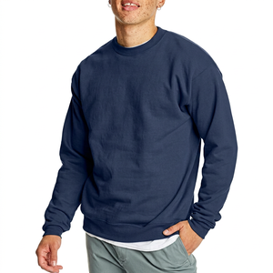 Men's <b>Navy</b> Blue Crew Neck <b>Sweatshirt</b> Regular Fit Casual Knitted 100% Cotton Pullover Autumn Wear - Product Image 5