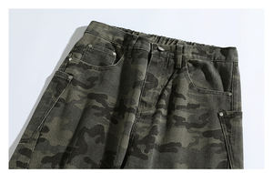 Custom Made All <b>Men's</b> Camouflage Pant Cargo <b>Baggy</b> Streetwear Wide Leg Drawstring <b>Trousers</b> with Mid Waist Canvas Fabric - Product Image 2
