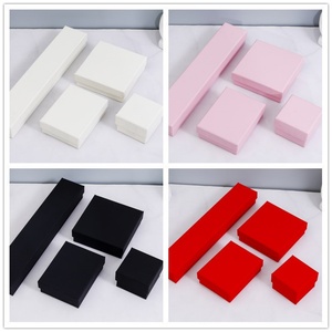 Premium Cardboard Blue Jewelry <b>Boxes</b> Lid Base Earrings and Necklace Box Bulk <b>Black</b> Cardboard Jewelry <b>Gift</b> Box - Product Image 2