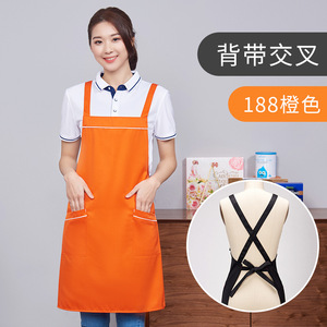 Customizable <b>Apron</b> With Crossed Straps Green Polyester Restaurant Bar Uniform For Waiters Waitresses Printed Logo Fast Food BBQ - Product Image 3