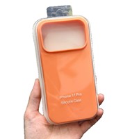 Coque de téléphone en silicone liquide anti-traces de doigts, couleur unie, pour 17 & Pro Max, avec couverture intégrale et découpes pour les boutons