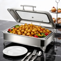 Neues Design Edelstahl 9L Gold Chafing Dish für Buffet, Restaurant, Hotel, Rechteckiger Warmhaltebehälter