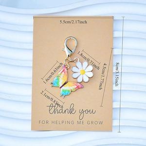 Butterfly Daisy Enamel Keychain Gift Teacher Mentor Backpack Purse Key Ring for Women Pendant <b>Light</b> Small Items Stock Wholesale - Product Image 2