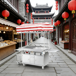 Chariot de service alimentaire convertible à 4 roues, en acier inoxydable, résistant à la rouille, avec grille chauffante intégrée, garantie de 2 ans, montage facile - Product Image 1