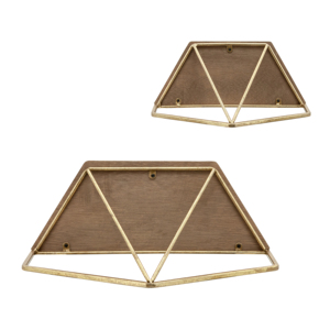 Mensole geometriche da parete in metallo e legno, organizer da appendere per soggiorno, camera da letto, ingresso - Product Image 5