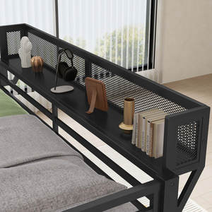 Металлическая двухъярусная кровать «Квиннадж» (Queen Over Queen) для взрослых и подростков, усиленная конструкция, с лестницей и полками для хранения - Product Image 2