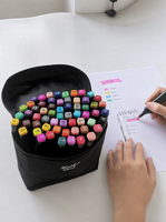 Ensemble de 60 marqueurs d'art à double pointe avec pochette zippée pour l'école et les loisirs créatifs