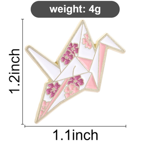 Pin Esmaltado de Grulla de Papel Sakura, Broche Floral de Grulla de Papel para Decoración de Mochilas - Product Image 6