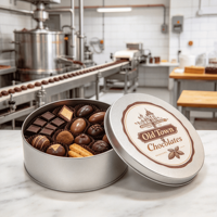 Boîte en métal ronde personnalisée avec couvercle pour emballage de truffes, cadeaux de mariage, collections de fêtes et approvisionnement en gros