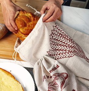 Bolsa de pan de lino ecológica personalizada sin forro, lavable, para inventario, embalaje casero, con cordón, reciclable - Product Image 4
