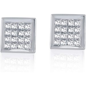 Pendientes de Diamantes con Corte Princesa Ornaatis, 0.35 Cttw, Oro Blanco de 14K, Color G-H, Claridad SI, Engaste Invisible, para Mujer - Product Image 1
