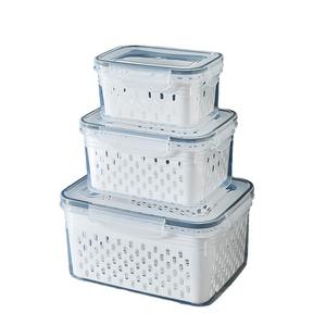 Caja de almacenamiento hermética para refrigerador, rectangular, con tapa de plástico, apilable, de gran capacidad, contenedor de alimentos para organizar el refrigerador. - Product Image 2
