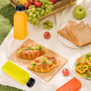 Wholesale 8oz 12oz 16oz Plastic Juice <b>Bottle</b> With Cap. Custom 250ml 350ml 500ml Square Juice <b>Bottles</b> With Tamper Evident Caps - Product Image 2