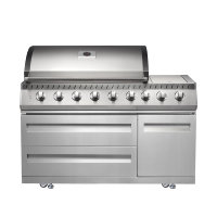 Cuisine extérieure modulaire avec barbecue au gaz, évier et réfrigérateur en acier inoxydable 304 pour cour et patio