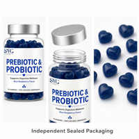 SYC BIO Probiotiques Prébiotiques Vitamines Gommes Formule Douce Confort 50 Unités Framboise Bleue Adulte Marque Privée