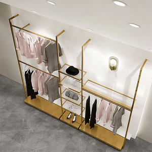 Étagère de présentation de vêtements pour boutique, présentoirs à vêtements dorés, étagères pour magasin de vêtements, présentoirs à vêtements en métal pour la vente au détail - Product Image 2