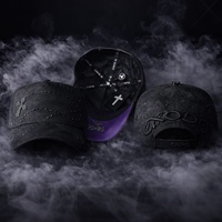 Casquette de baseball 5 panneaux brodée en 3D, réglable, en coton, avec visière en daim, doublure en satin, strass, style streetwear