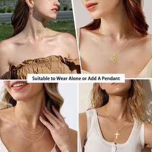 Collana da Donna in Acciaio Inossidabile Color Oro Massiccio con Catena a Cavo da 1.1mm Sottile Delicata Robusta alla Moda - Product Image 5