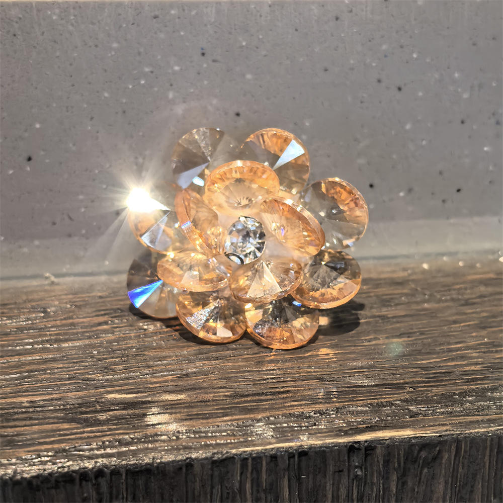 หัวเข็มขัดเชือกรองเท้าลายดอกไม้ประดับพลอยสีแชมเปญ