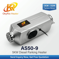Calentador de Aire Diésel para Vehículos OkyRie AS50-9 de 5KW, Cuerpo de Aluminio, Kit Completo, 7KG de Peso Bruto, Control Remoto LCD
