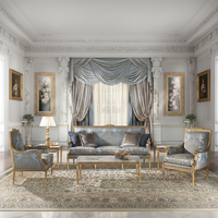 Canapé sectionnel de luxe victorien de style rococo classique, sculpté à la main, rembourré en éponge, pour salon et entrepôt