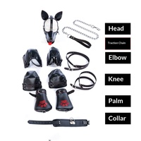 Ensemble complet d'entraînement BDSM pour adultes : protections coudes/genoux, collier, bandeau pour chien – Accessoires de jeu de rôle homme/femme 100 % imperméables