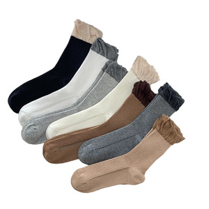 Pure Cotton Mid Calf Socks Women Seamless <b>Bubble</b> <b>Top</b> Solid Color Breathable Casual Socks Spring Autumn Japanese Style - Product Image 4