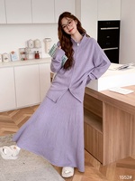 Nouvelle mode 2025 Ensemble deux pièces décontracté pour femme, hiver, col roulé, longueur totale, ample, couleur unie, fermeture éclair, pulls respirants
