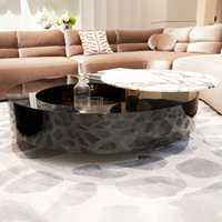 Moderner Luxus Italienischer Stil Wohnmöbel Marmor-Couchtisch Beistelltisch Hochwertiger Runder Teetisch mit Marmorplatte