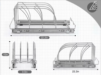 Étagère de rangement coulissante en métal moderne à 3 niveaux avec glissières fluides, organisateur polyvalent pour planches à découper, assiettes et couvercles de casseroles