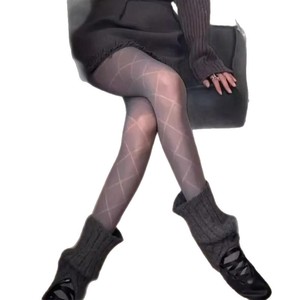 Women Diamond Pattern Pantyhose 10D Thick Opaque Polyester Four Seasons Wear - Product Image 5